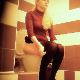 A hidden camera records an unsuspecting blonde girl as she takes a piss and a shit in a public restroom toilet. Pissing is heard, as well as a single, heavy plop. Presented in 720P HD. About 2 minutes.